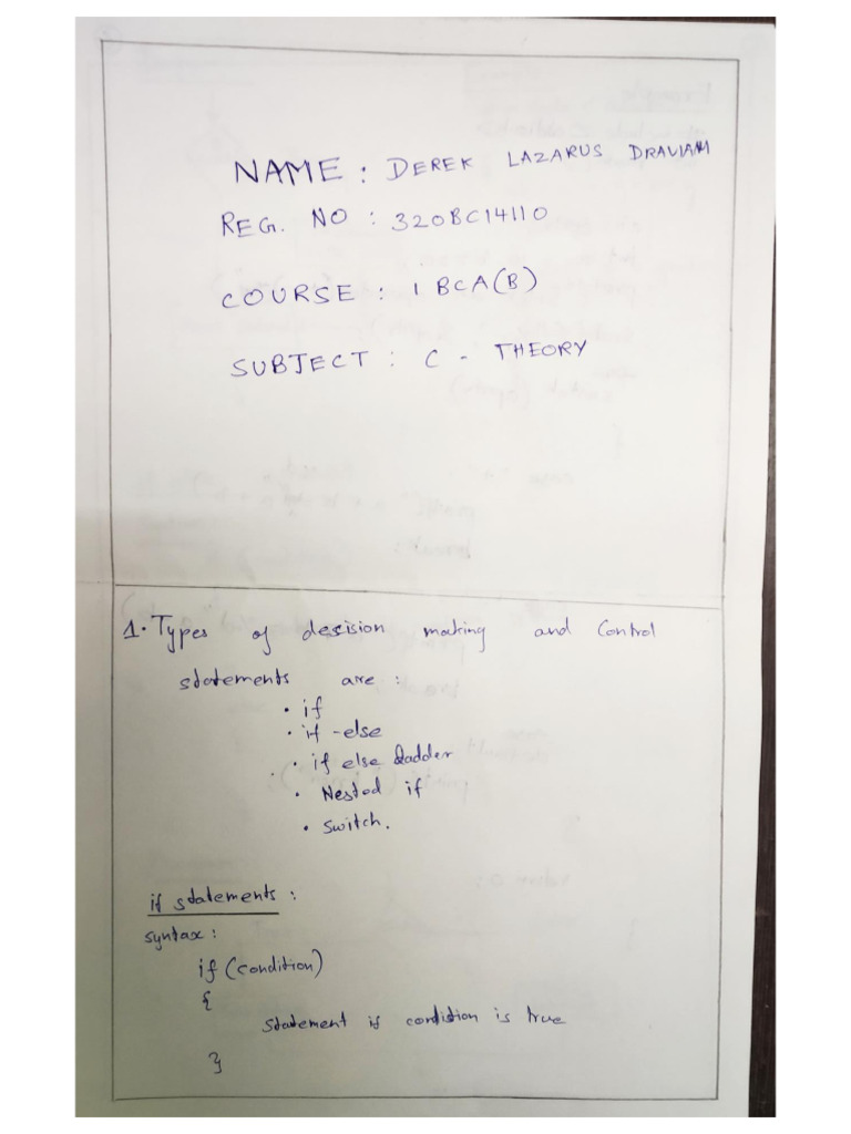 C Theory Test - Derek | PDF