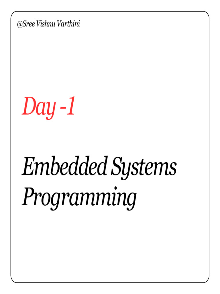 Embedded Systems Programming - Day - 1 | PDF