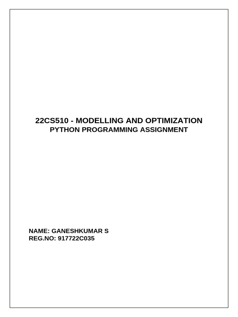 22CS510 Python Assignment | PDF