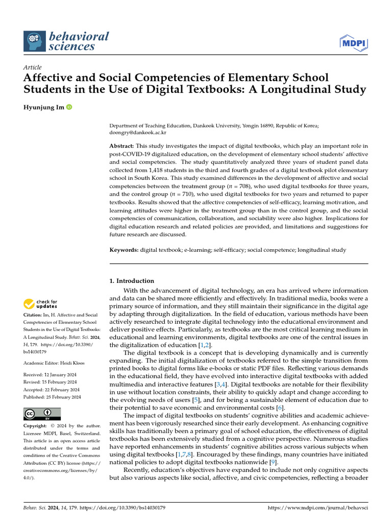 Affective and Social Competencies of Elementary School Students in The ...