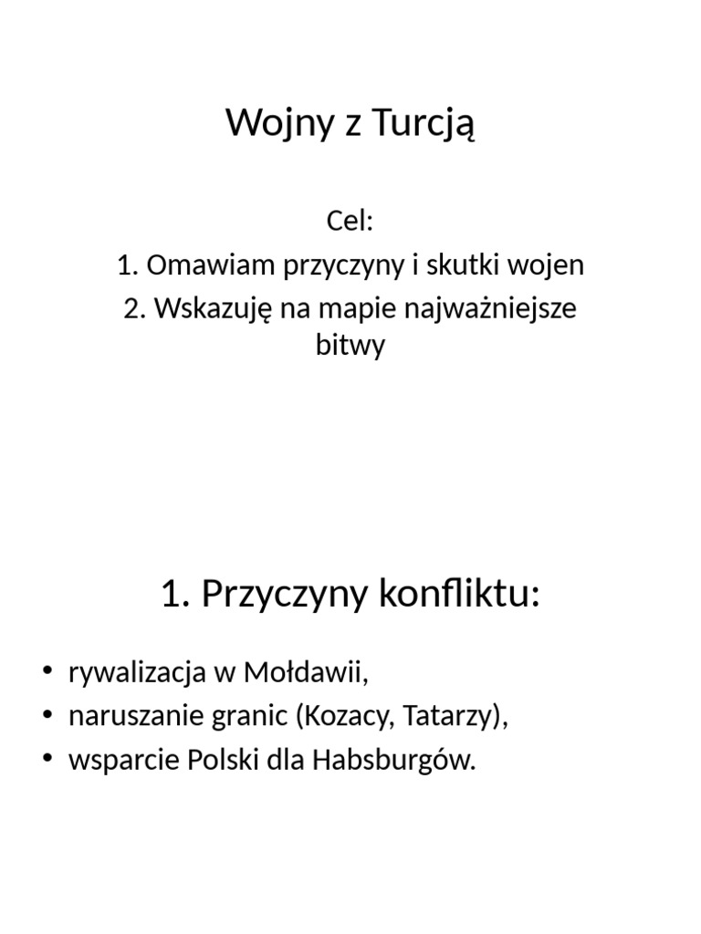 Wojny Z Turcją Klasa 6 Wojny Z Turcją kl.6 | PDF