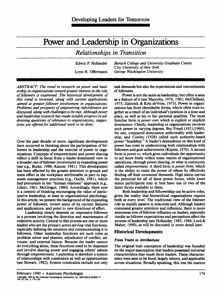 Power and Leadership Dynamics in Organizations | PDF | Leadership ...