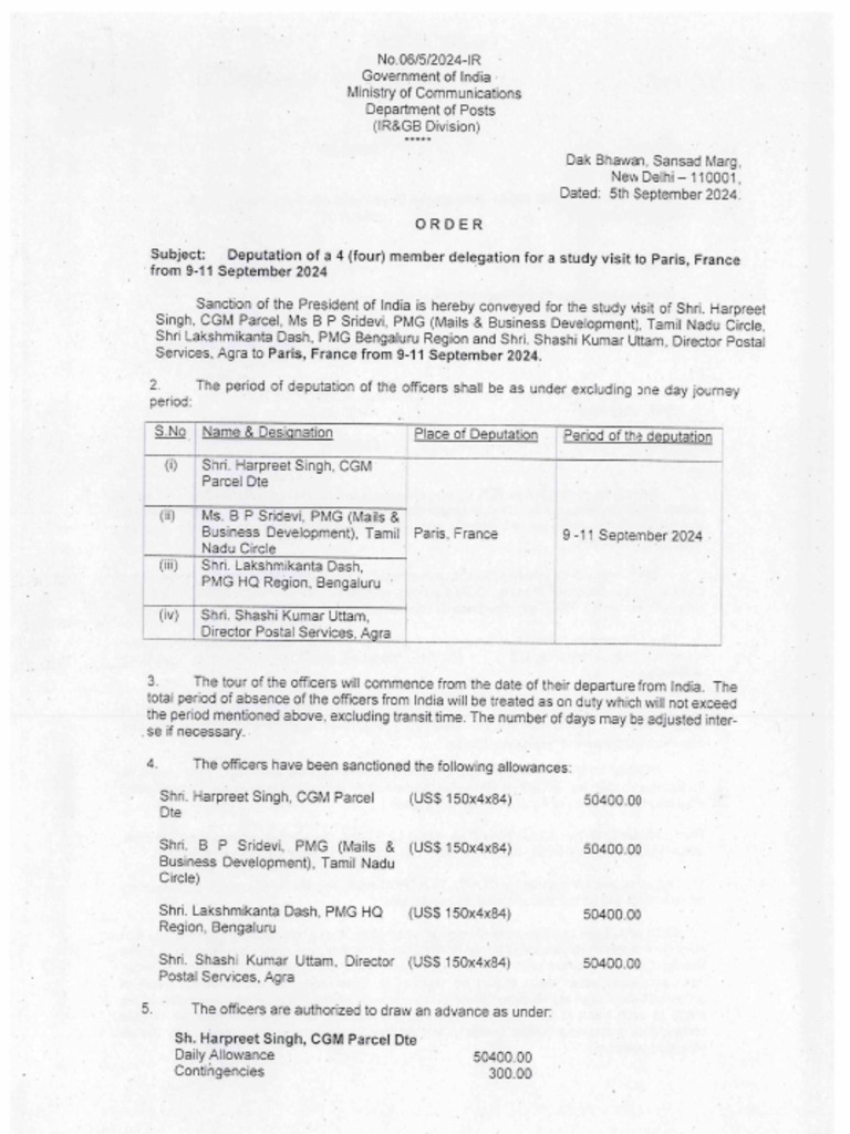 Deputation To Paris, France | PDF