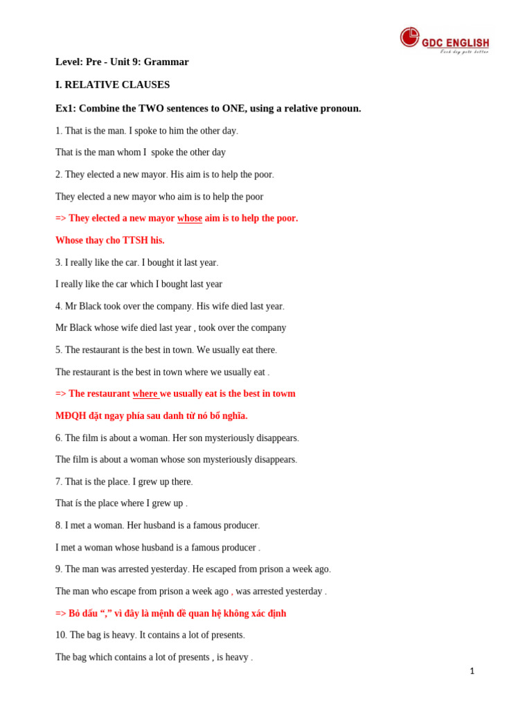 Extra Grammar Exercises Unit 9 | PDF