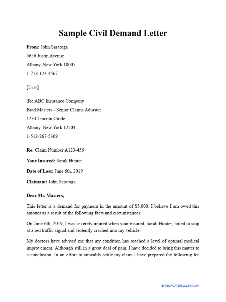 Main Sample Civil Demand Letter PDF
