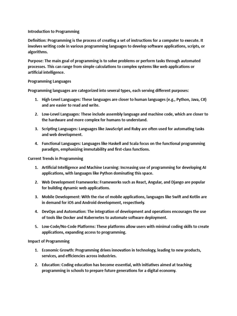 Introduction to Programming | PDF