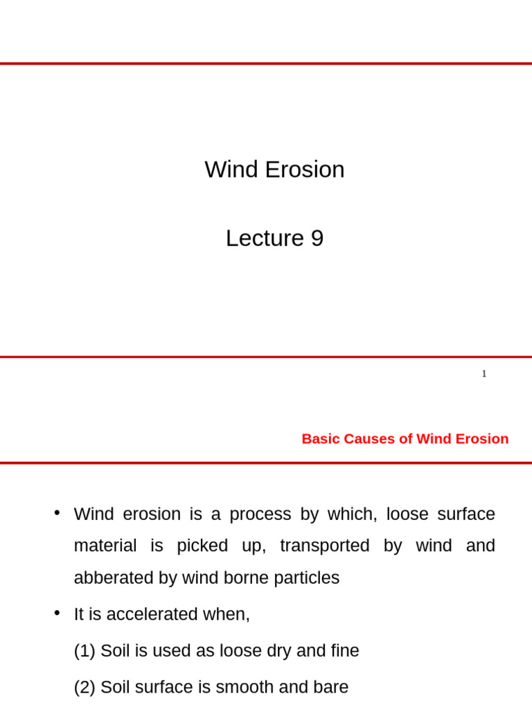 Lec 9 Wind Erosion | PDF