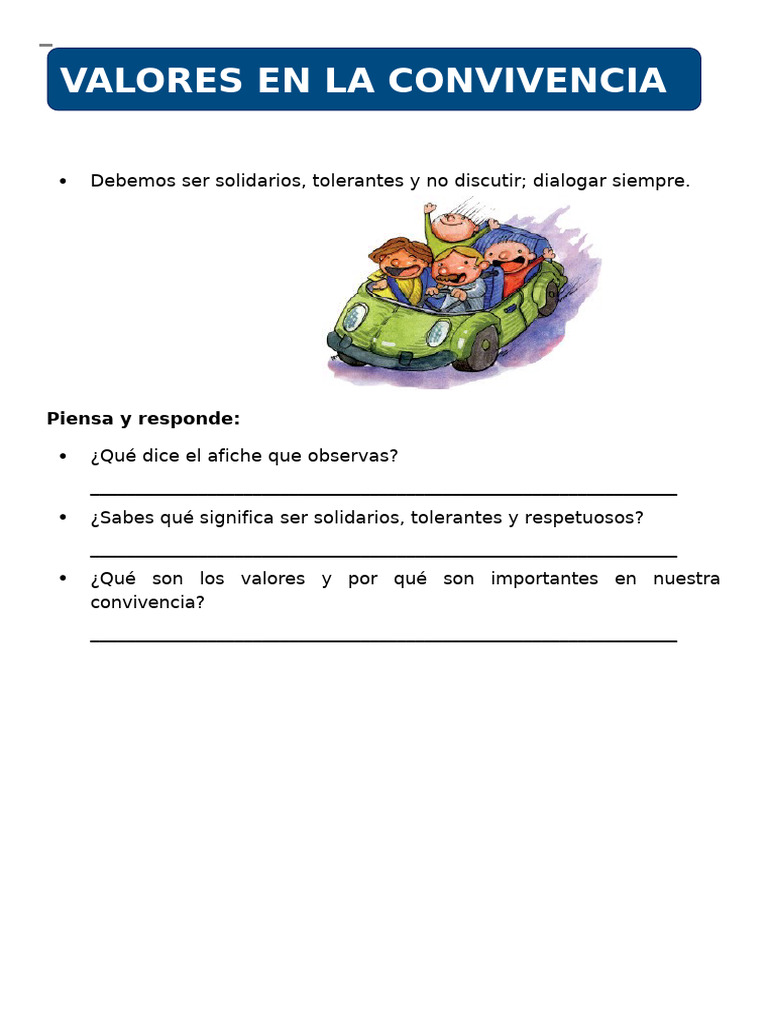 PS Valores en La Convivencia para Tercer Grado de Primaria | PDF
