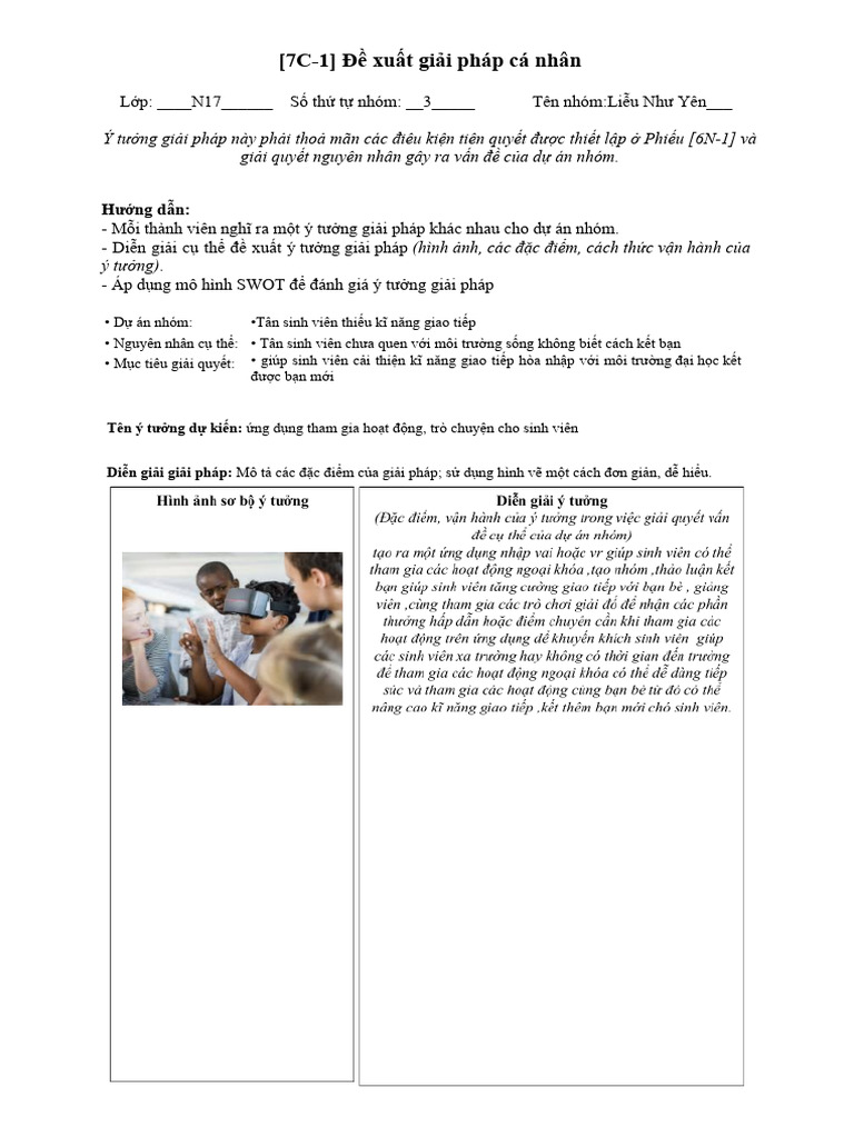 10. (7C-1) Đề Xuất Giải Pháp Cá Nhân | PDF