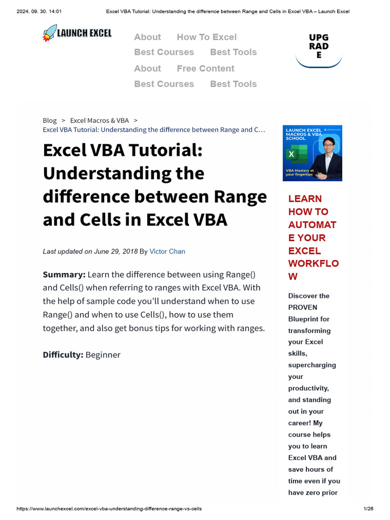 Excel VBA Tutorial - Understanding The Difference Between Range and ...