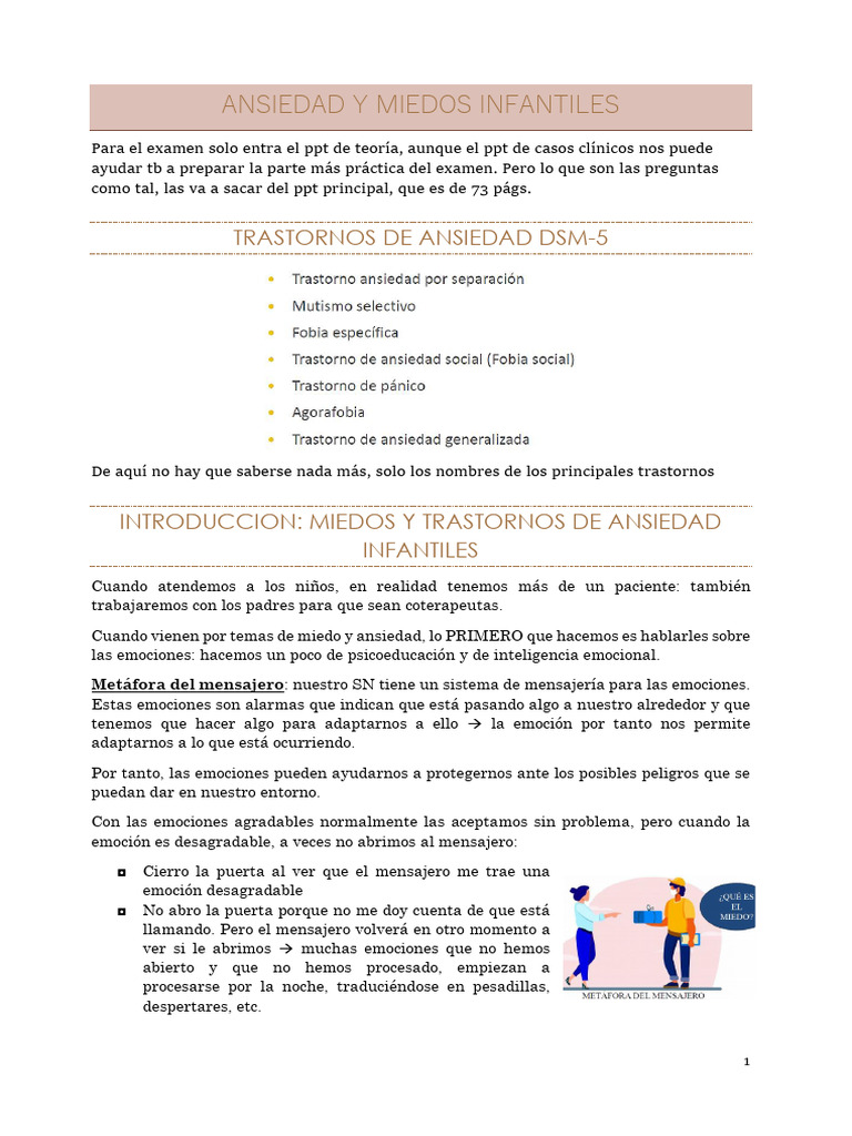 Apuntes - ANSIEDAD Y MIEDOS INFANTILES | PDF