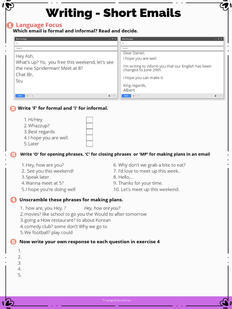 WritingShortEmails 1 | PDF | Human Communication | Language Arts ...