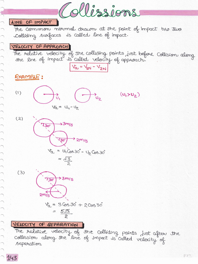 Collissions (Colorful Physics Topper's Notes) | PDF