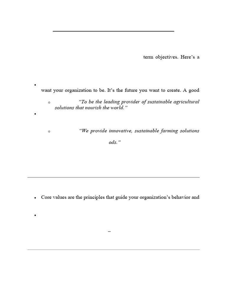 Aligning Vision and Mission With Organizational Goals | PDF