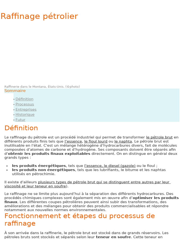 Raffinage France | PDF