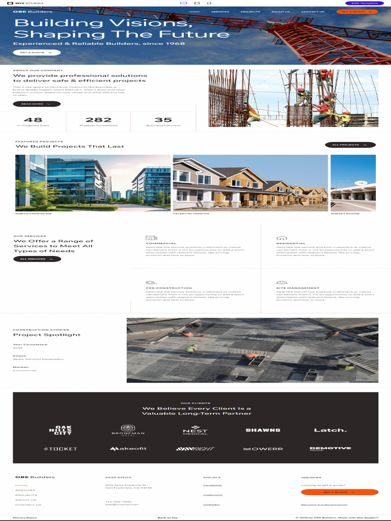 Construction Company Responsive Template Wix Studio PDF Construction Company Responsive Template Wix Studio PDF
