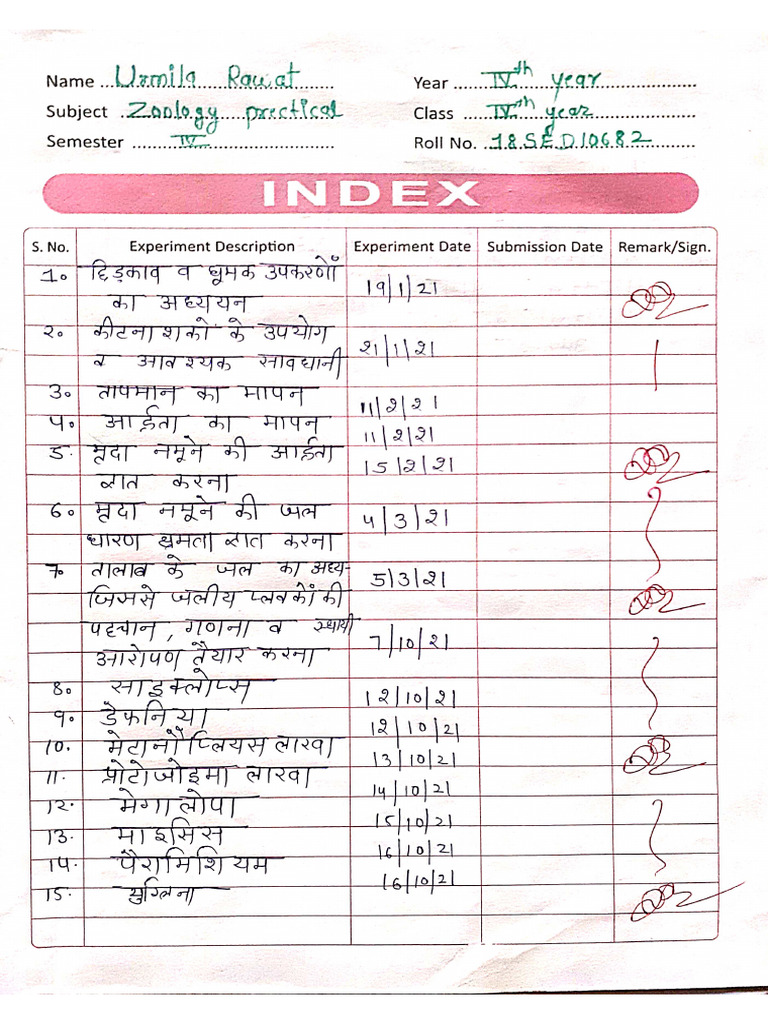 Zoology Pratical File 3 RD Year | PDF