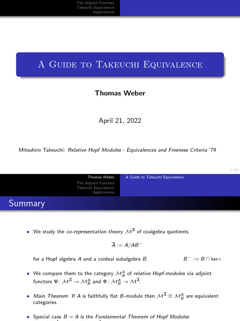 A Guide To Takeuchi Equivalence Pdf