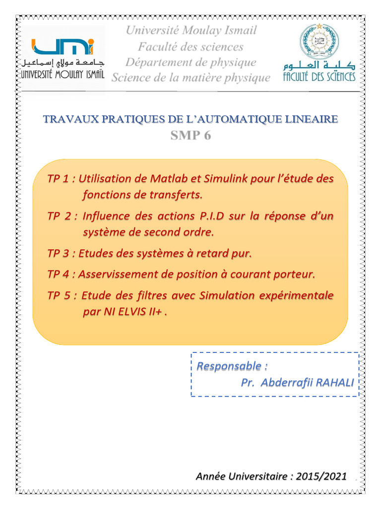 2 - Automatique Poly TP | PDF