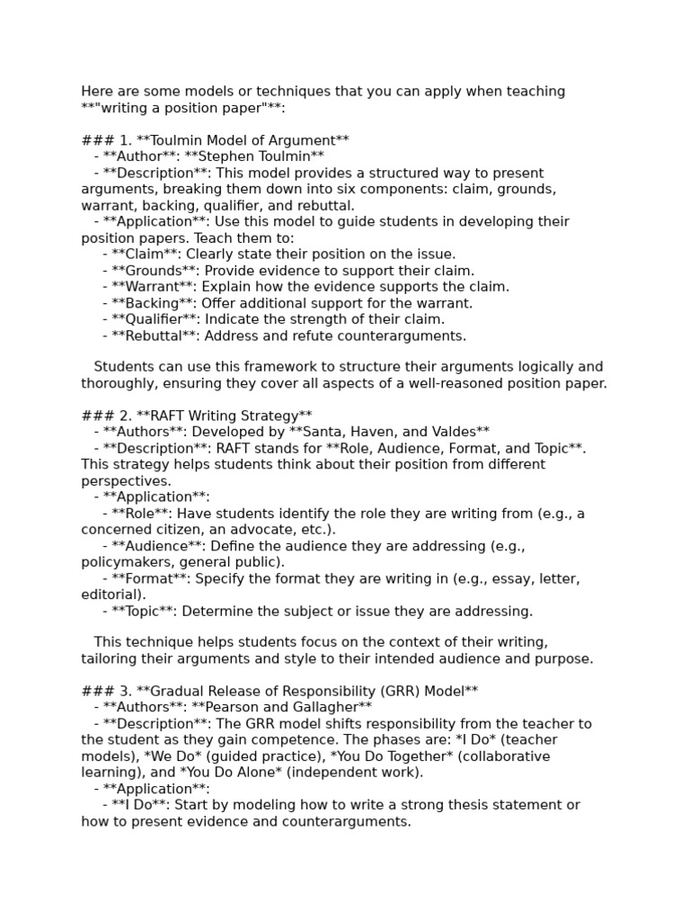 Writing A Position Paper | PDF