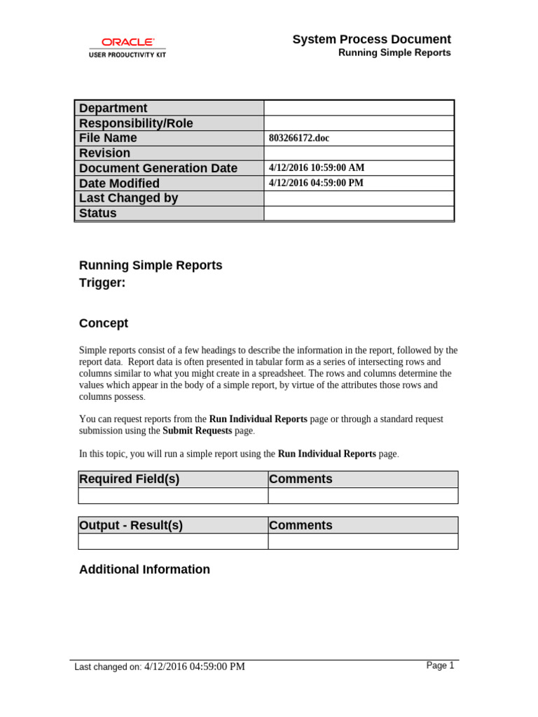Running Simple Reports - SPD | PDF | Spreadsheet | Computers