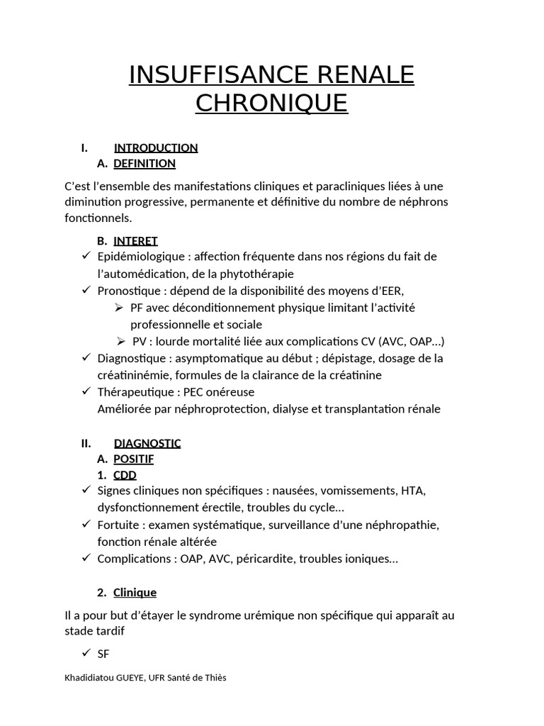 Insuffisance Renale Chronique KG | PDF