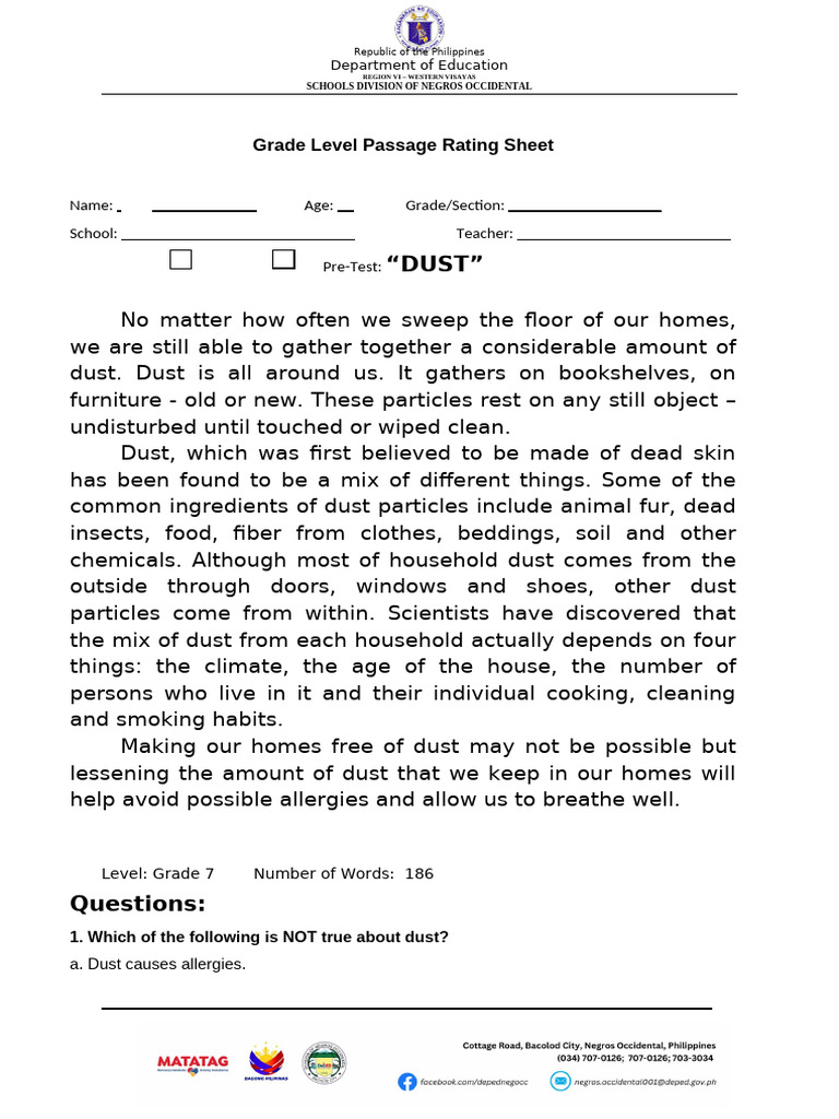 Reading materials dust pdf