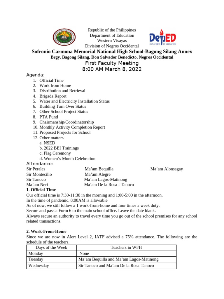 1faculty Meeting Minutes Pdf