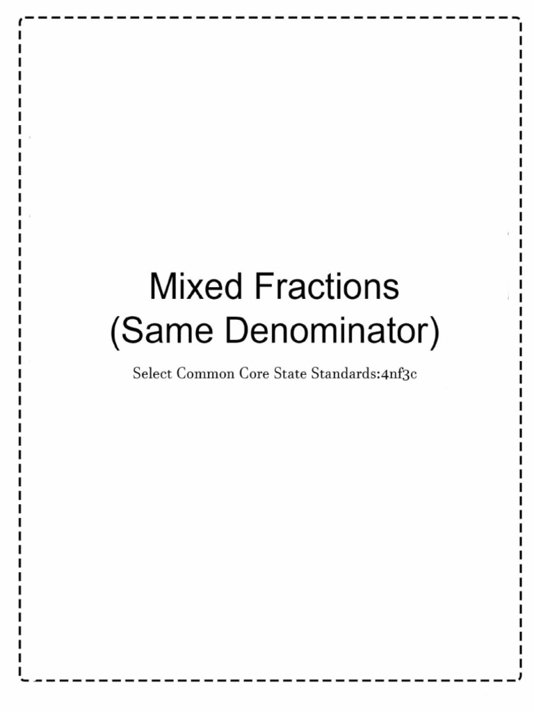 Mixed Fractions (Same Denominator) (Modified) | PDF