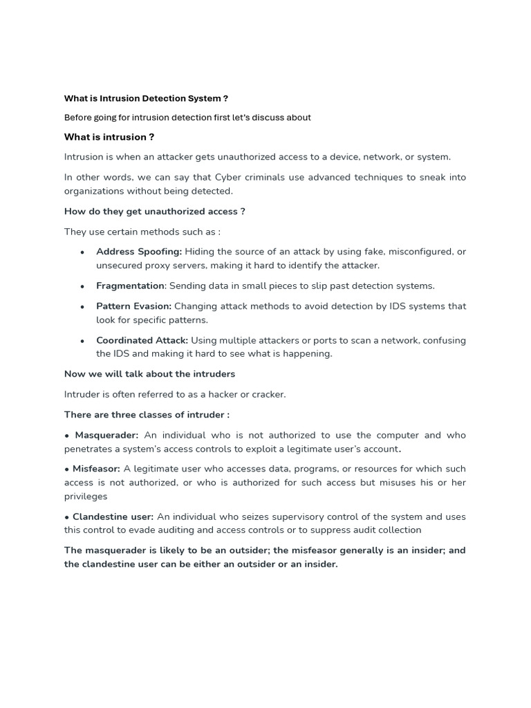 Intrusion detection system pdf