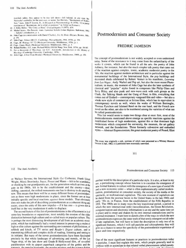 Postmodernism and Consumer Society | PDF