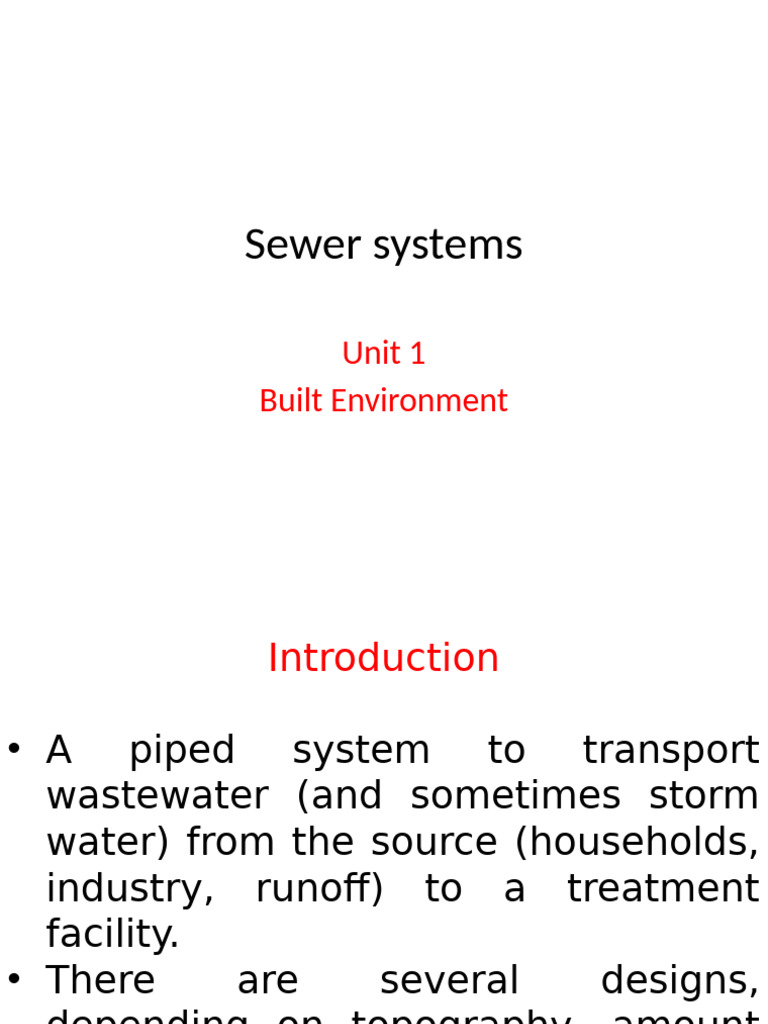 Sewer Systems Unit 1 Built Environment Pdf