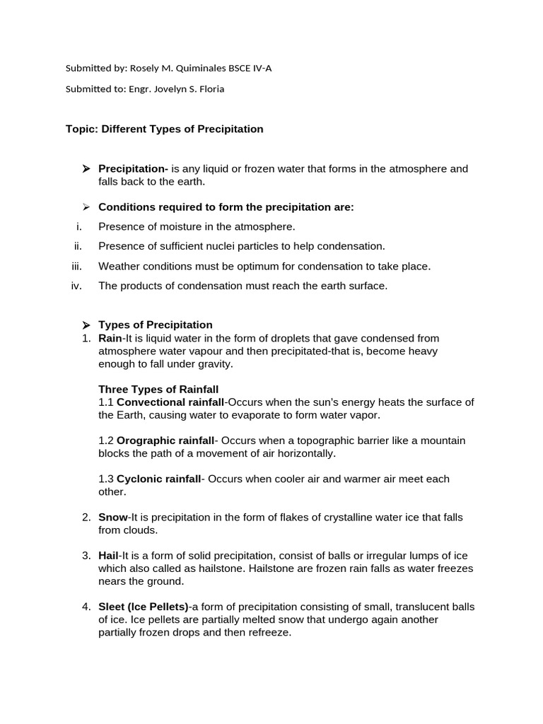 Types of Precipitation Explained | PDF | Precipitation | Ice