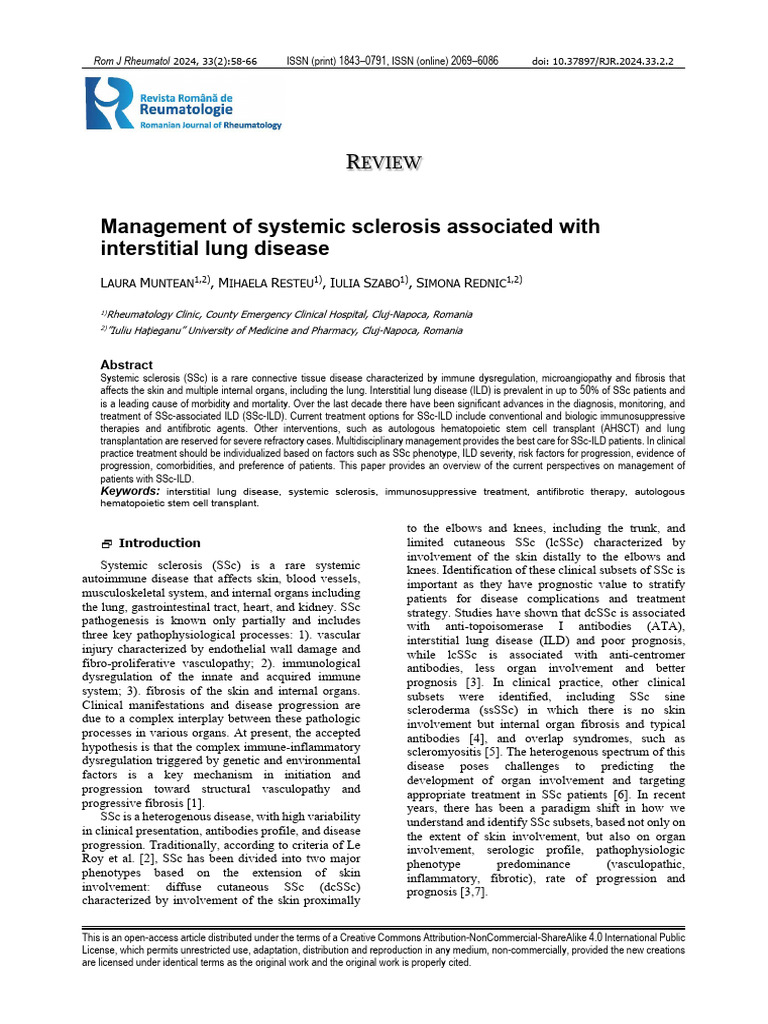 Management of Systemic Sclerosis Associated With Interstitial Lung ...