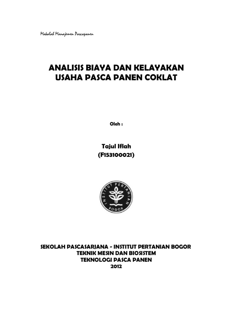 Analisis Kelayakan Usaha En Coklat Repaired