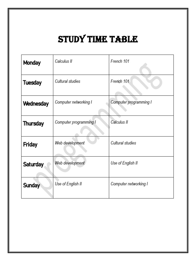 Time Table | PDF