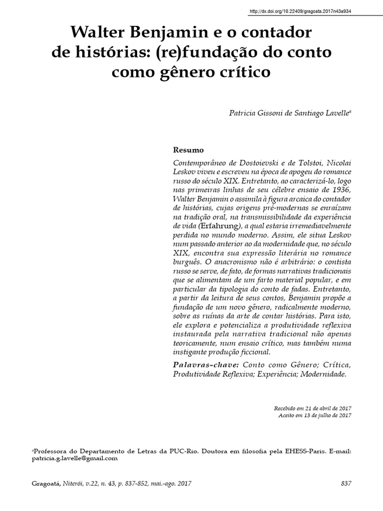 Benjamin o Contador de Historias | PDF