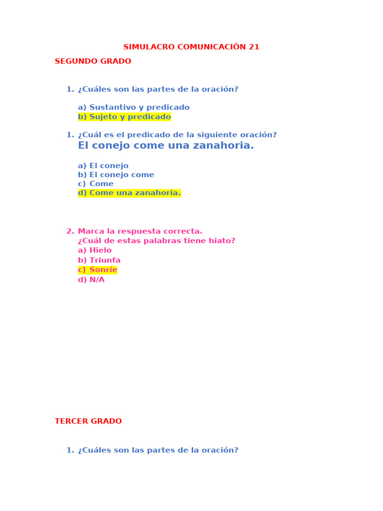 SIMULACRO 21 Comunicación | PDF