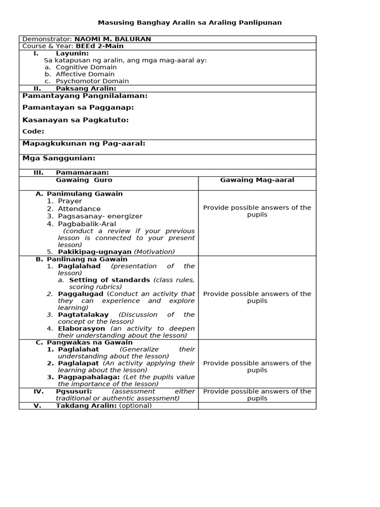 5es Lesson Plan FORMAT | PDF