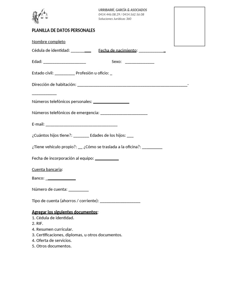 Formato Ficha de Datos Personales | PDF
