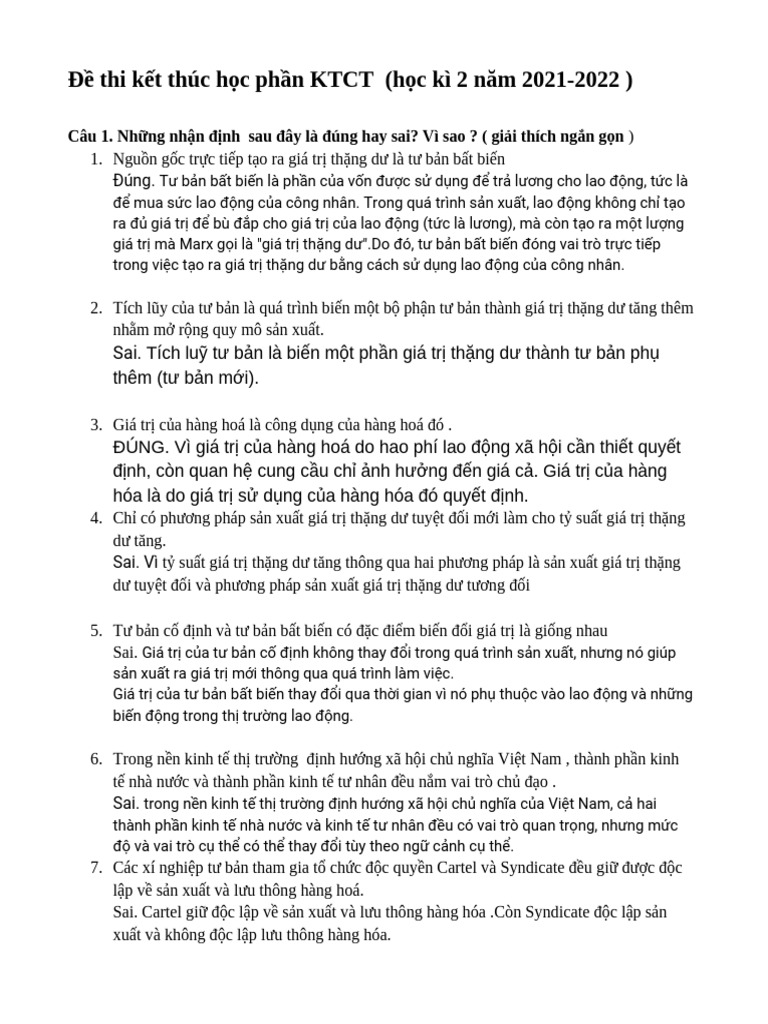 Đề thi KTCT 1 . | PDF | Vietnamese People | Finance & Money Management