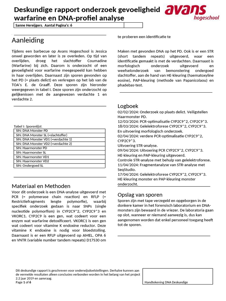 (2.4) Deskundige Rapport DNA Analyse | PDF