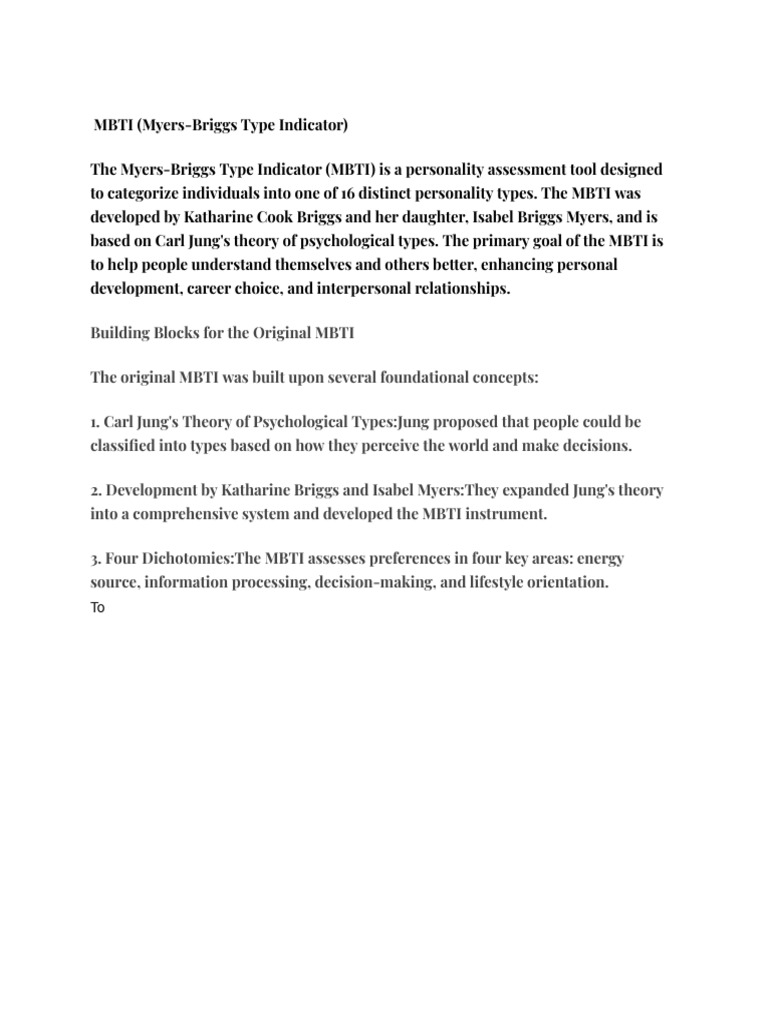 Mbti Myers Briggs Type Indicator Pdf