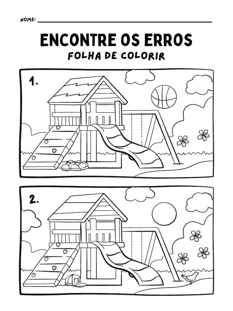 Jogo Do Erros Parquinho Alinhado Encontre Os Erros Folha de Atividade ...