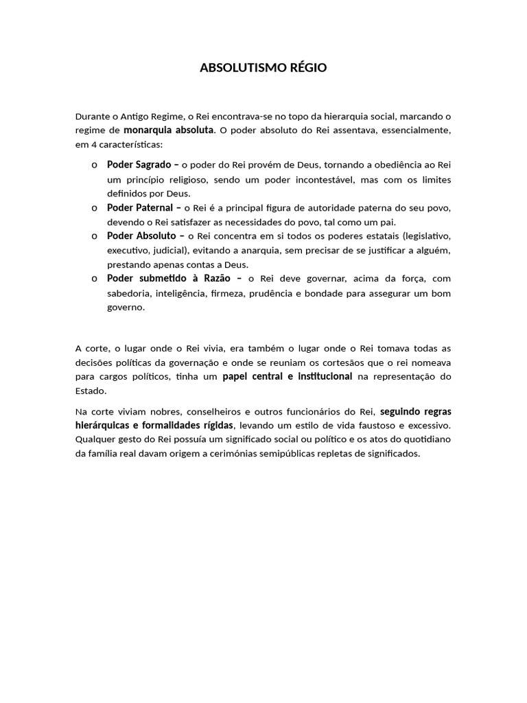 Monarquia Absoluta e Poder Régio | PDF