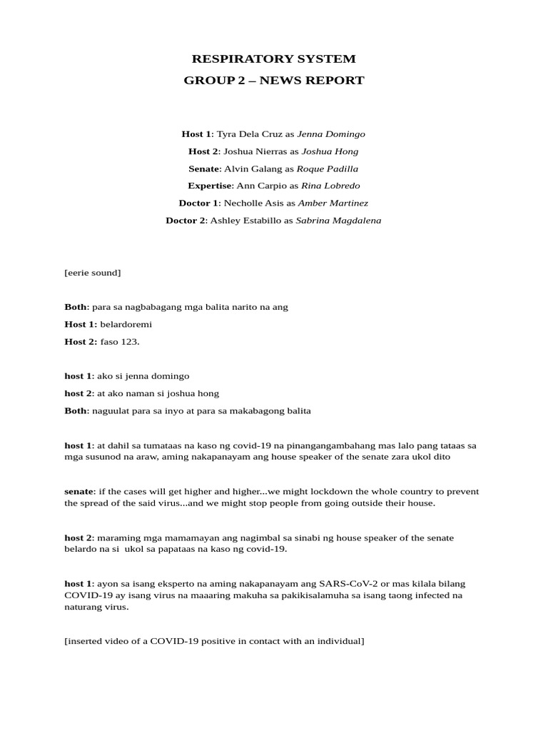 Respiratory System Script | PDF