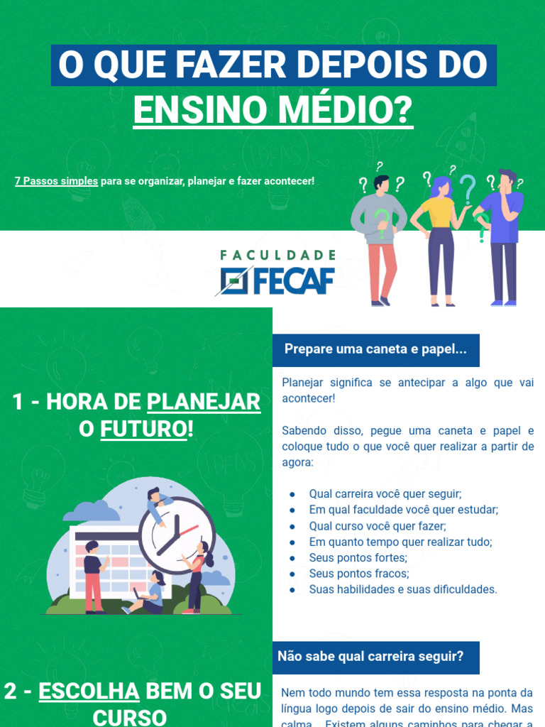 Ebook O Que Fazer Depois Do Ensino Médio Faculdade FECAF | PDF