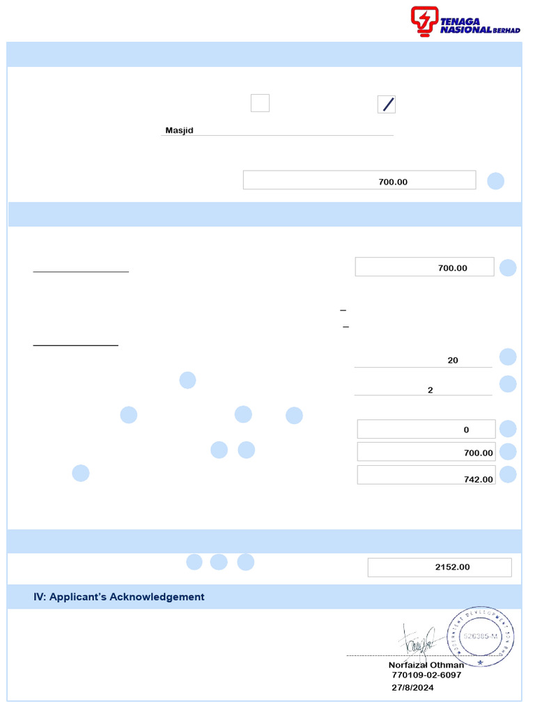 Connection Fee and Initial Deposit Estimation Sheet (1) Compressed | PDF