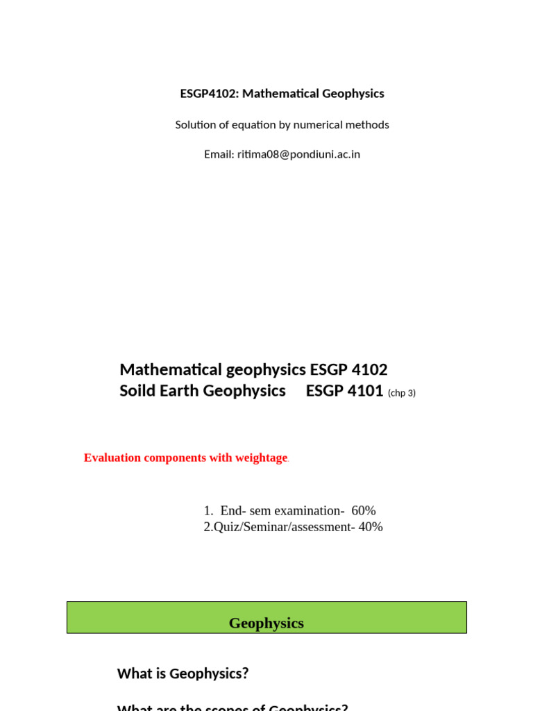 Mathematical Geophysics Overview | PDF | Geophysics | Mathematics