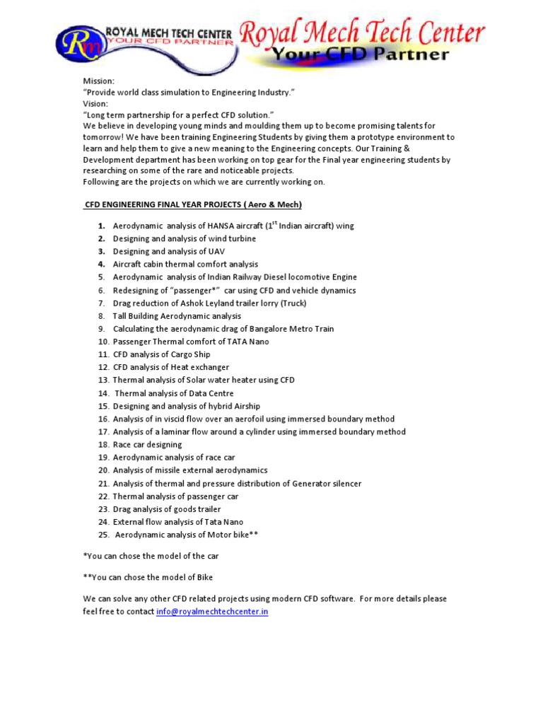 CFD Engineering Projects for Students | PDF | Technology & Engineering